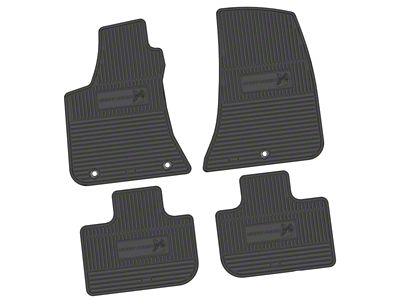 Factory Floorpan Fit Custom Vintage Scene Front and Rear Floor Mats with Scat Pack Insert; Black (11-23 RWD Charger)