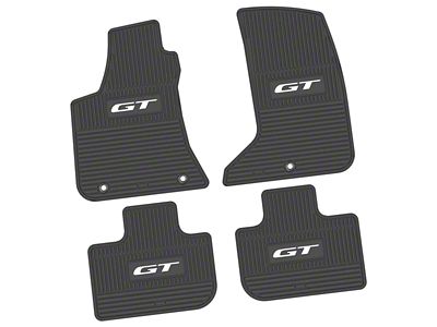 Factory Floorpan Fit Custom Vintage Scene Front and Rear Floor Mats with White GT Insert; Black (11-23 AWD Charger)
