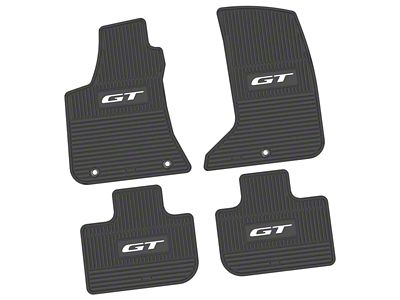 FLEXTREAD Factory Floorpan Fit Custom Vintage Scene Front and Rear Floor Mats with White GT Insert; Black (11-23 AWD Charger)