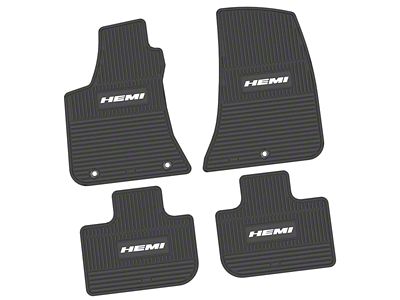 Factory Floorpan Fit Custom Vintage Scene Front and Rear Floor Mats with White HEMI Insert; Black (11-23 RWD Charger)