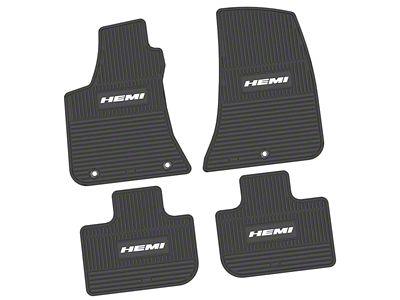 FLEXTREAD Factory Floorpan Fit Custom Vintage Scene Front and Rear Floor Mats with White HEMI Insert; Black (11-23 RWD Charger)