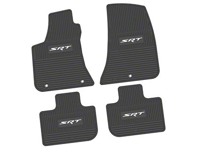 Factory Floorpan Fit Custom Vintage Scene Front and Rear Floor Mats with White SRT Insert; Black (11-23 RWD Charger)