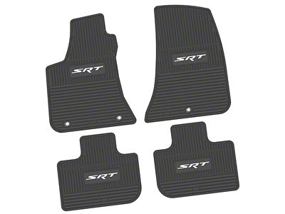 FLEXTREAD Factory Floorpan Fit Custom Vintage Scene Front and Rear Floor Mats with White SRT Insert; Black (11-23 RWD Charger)