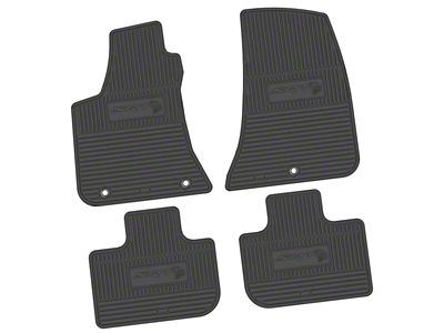 Factory Floorpan Fit Custom Vintage Scene Front and Rear Floor Mats with SRT Hellcat Insert; Black (11-23 RWD Charger)