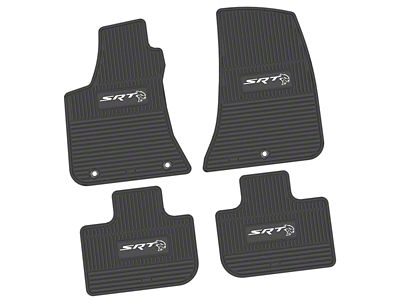 Factory Floorpan Fit Custom Vintage Scene Front and Rear Floor Mats with White SRT Hellcat Insert; Black (11-23 RWD Charger)