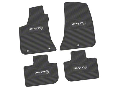 FLEXTREAD Factory Floorpan Fit Custom Vintage Scene Front and Rear Floor Mats with White SRT Hellcat Insert; Black (11-23 RWD Charger)