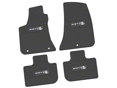 FLEXTREAD Factory Floorpan Fit Custom Vintage Scene Front and Rear Floor Mats with White SRT Superbee Insert; Black (11-23 RWD Charger)