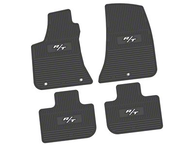 Factory Floorpan Fit Custom Vintage Scene Front and Rear Floor Mats with White 2008 R/T Insert; Black (11-23 RWD Charger)