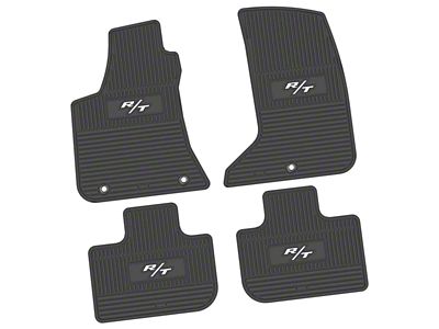 Factory Floorpan Fit Custom Vintage Scene Front and Rear Floor Mats with White 2008 R/T Insert; Black (11-23 AWD Charger)
