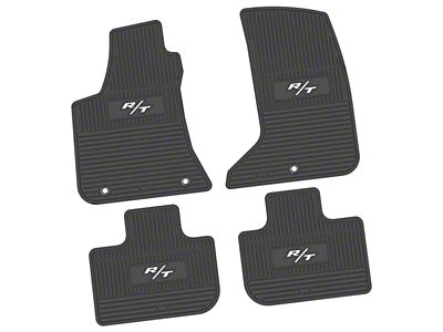 FLEXTREAD Factory Floorpan Fit Custom Vintage Scene Front and Rear Floor Mats with White 2008 R/T Insert; Black (11-23 AWD Charger)