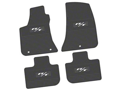 Factory Floorpan Fit Custom Vintage Scene Front and Rear Floor Mats with White 2015 R/T Insert; Black (11-23 RWD Charger)