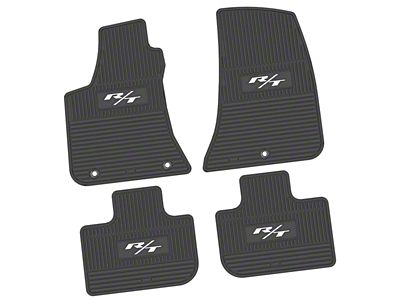 FLEXTREAD Factory Floorpan Fit Custom Vintage Scene Front and Rear Floor Mats with White 2015 R/T Insert; Black (11-23 RWD Charger)