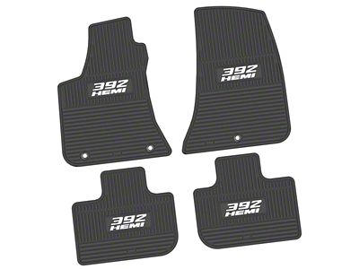 Factory Floorpan Fit Custom Vintage Scene Front and Rear Floor Mats with White 392 HEMI Insert; Black (11-23 RWD Charger)