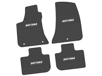 Factory Floorpan Fit Custom Vintage Scene Front and Rear Floor Mats with White Daytona Insert; Black (11-23 RWD Charger)