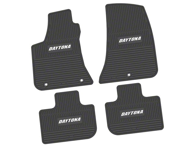 FLEXTREAD Factory Floorpan Fit Custom Vintage Scene Front and Rear Floor Mats with White Daytona Insert; Black (11-23 RWD Charger)