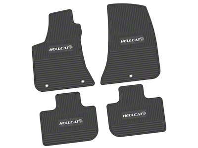 Factory Floorpan Fit Custom Vintage Scene Front and Rear Floor Mats with White Hellcat Insert; Black (11-23 RWD Charger)