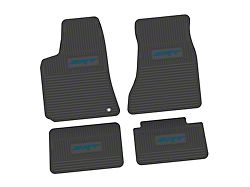 Factory Floorpan Fit Custom Vintage Scene Front and Rear Floor Mats with Dark Blue SRT Insert; Black (06-10 RWD Charger)