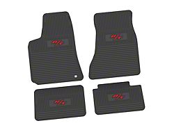 Factory Floorpan Fit Custom Vintage Scene Front and Rear Floor Mats with Red R/T Insert; Black (06-10 RWD Charger)