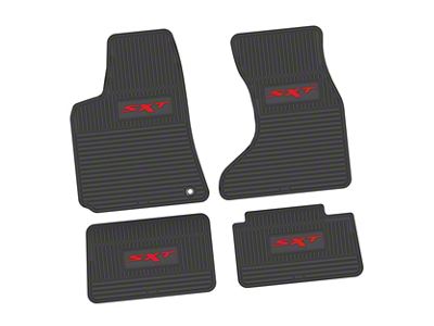 Factory Floorpan Fit Custom Vintage Scene Front and Rear Floor Mats with Red SXT Insert; Black (07-10 AWD Charger)