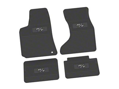 Factory Floorpan Fit Custom Vintage Scene Front and Rear Floor Mats with Silver R/T Insert; Black (07-10 AWD Charger)