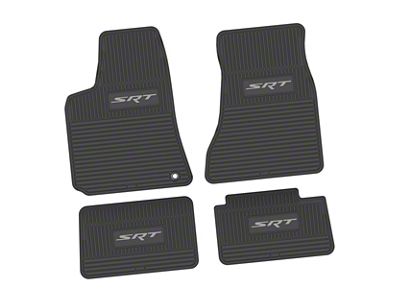 Factory Floorpan Fit Custom Vintage Scene Front and Rear Floor Mats with Silver SRT Insert; Black (06-10 RWD Charger)
