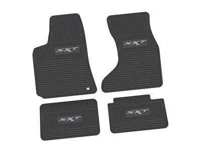 Factory Floorpan Fit Custom Vintage Scene Front and Rear Floor Mats with Silver SXT Insert; Black (07-10 AWD Charger)