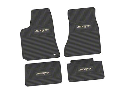 Factory Floorpan Fit Custom Vintage Scene Front and Rear Floor Mats with Tan SRT Insert; Black (06-10 RWD Charger)