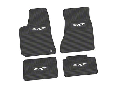 Factory Floorpan Fit Custom Vintage Scene Front and Rear Floor Mats with White SXT Insert; Black (06-10 RWD Charger)