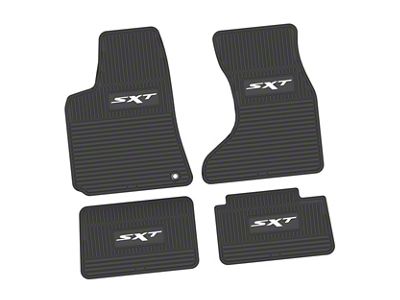 Factory Floorpan Fit Custom Vintage Scene Front and Rear Floor Mats with White SXT Insert; Black (07-10 AWD Charger)