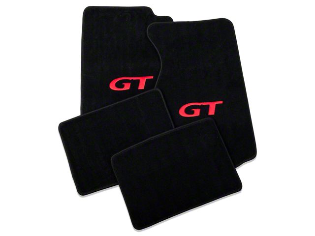 Lloyd Front and Rear Floor Mats with Red GT Logo; Black (94-98 Mustang Coupe)