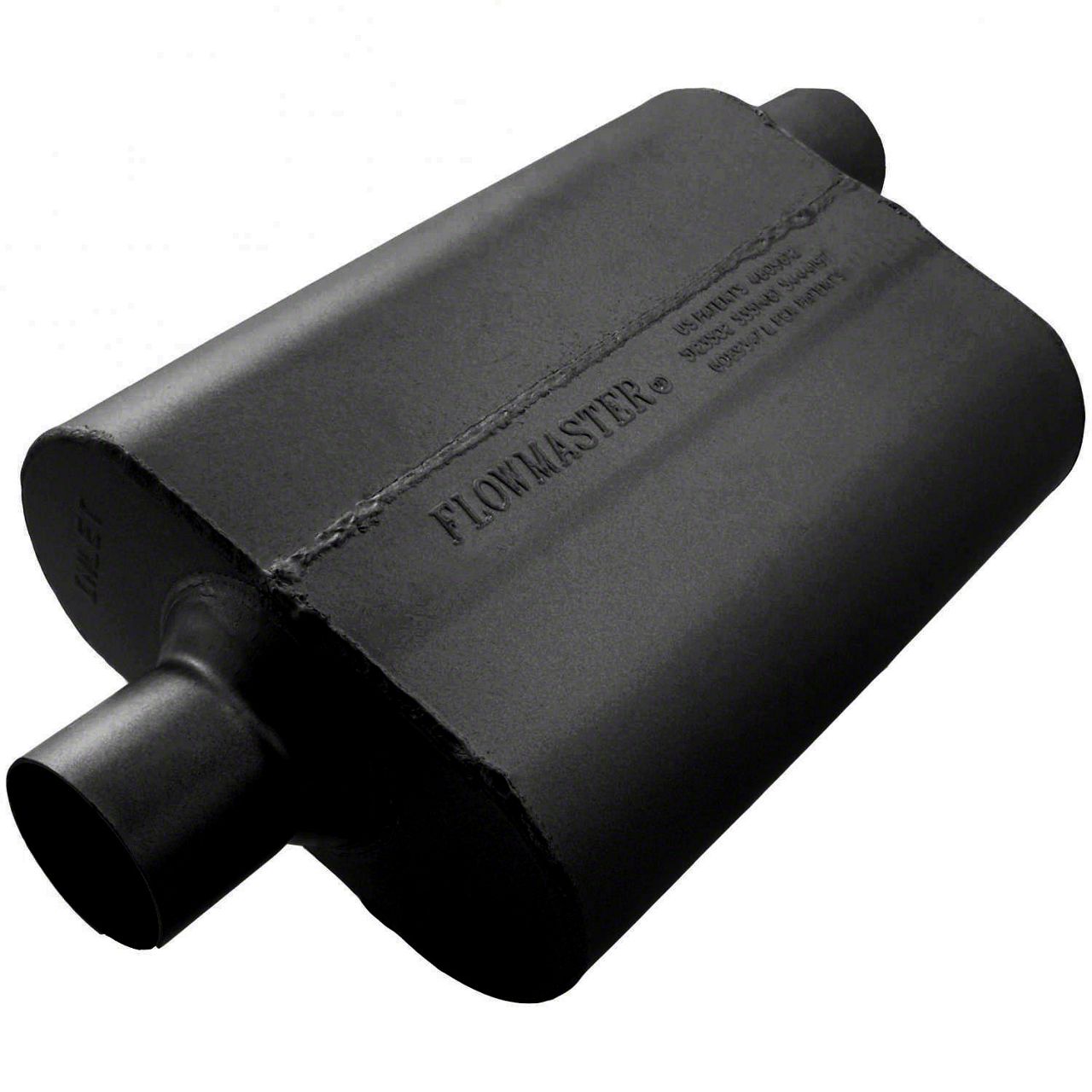 Flowmaster Flowmaster 40 Series Center/Offset Oval Muffler; 2.50-Inch Inlet/2.50-Inch Outlet