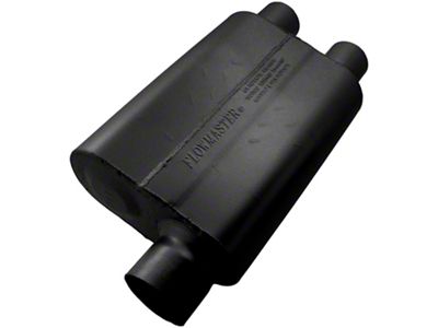 Flowmaster 40 Series Delta Flow Offset/Dual Out Oval Muffler; 3-Inch Inlet/2.50-Inch Outlet (Universal; Some Adaptation May Be Required)