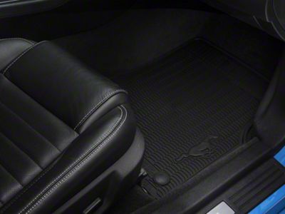 Ford All-Weather Front and Rear Floor Mats with Running Pony Logo; Black (11-14 Mustang)