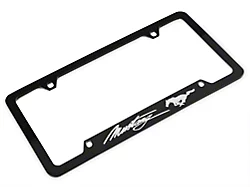 Ford License Plate Frame; Silver Pony with Silver Mustang Script (Universal; Some Adaptation May Be Required)