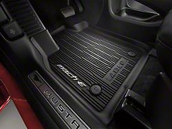 Ford All-Weather Front and Rear Floor Mats with Mach-E Logo; Black (21-24 Mustang Mach-E)