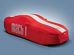Ford Indoor Full Car Cover with Mach 1 Logo; Red and White (21-23 Mustang Mach 1 w/ Standard Spoiler)
