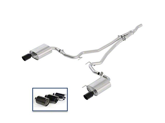 Ford Performance Touring Cat-Back Exhaust with Black Chrome Tips (15-23 Mustang EcoBoost w/o Active Exhaust)