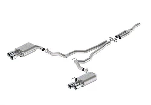 Ford Performance Touring Non-Active Cat-Back Exhaust with Chrome Tips and GT Quad Tip Rear Valance (2024 Mustang EcoBoost w/o Active Exhaust)