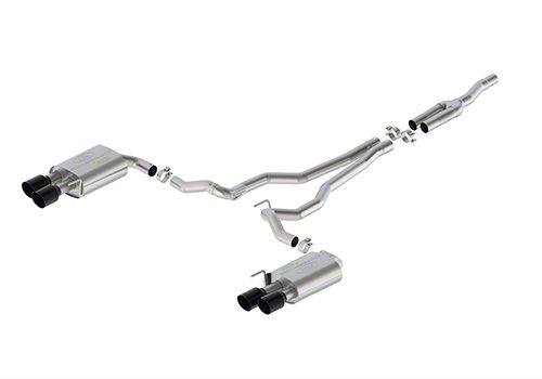Ford Performance Touring Non-Active Cat-Back Exhaust with Black Chrome Tips and GT Quad Tip Rear Valance (2024 Mustang EcoBoost w/o Active Exhaust)