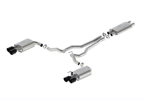 Ford Performance Touring Non-Active Cat-Back Exhaust with Black Chrome Tips and GT Quad Tip Rear Valance (2024 Mustang GT w/o Active Exhaust)