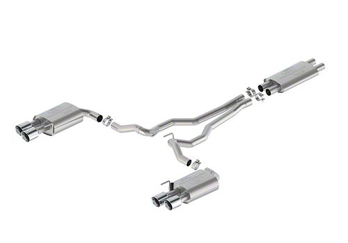Ford Performance Touring Non-Active Cat-Back Exhaust with Chrome Tips and GT Quad Tip Rear Valance (2024 Mustang GT w/o Active Exhaust)