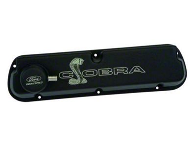 Ford Performance Valve Covers with Cobra Logo; Satin Black (79-93 289/302/351W Mustang)