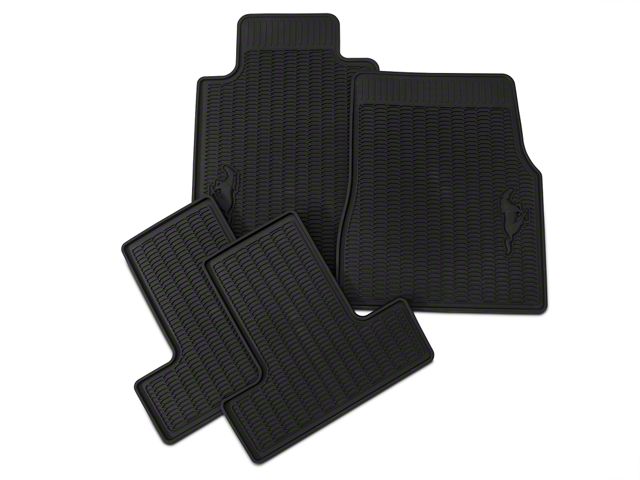 Ford All-Weather Front and Rear Floor Mats with Running Pony Logo; Black (05-10 Mustang)