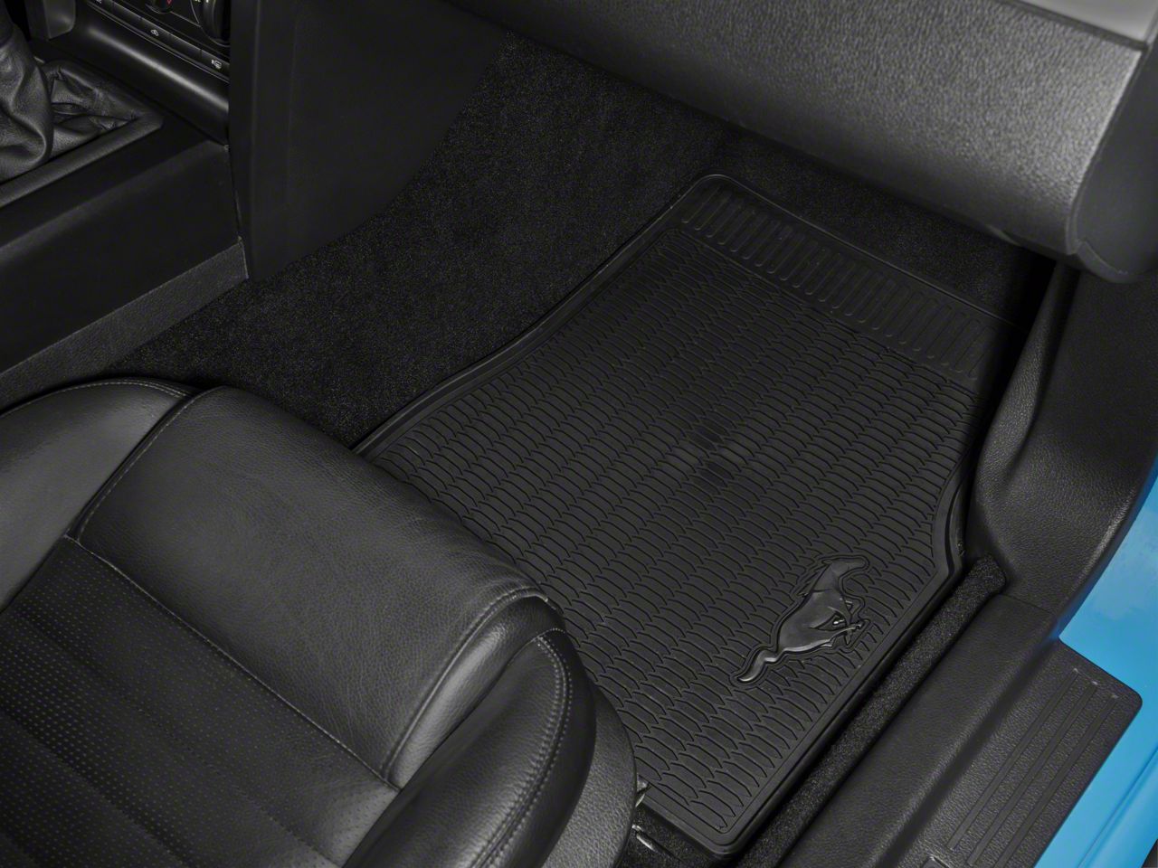 Ford Mustang All-Weather Front and Rear Floor Mats with Running Pony ...