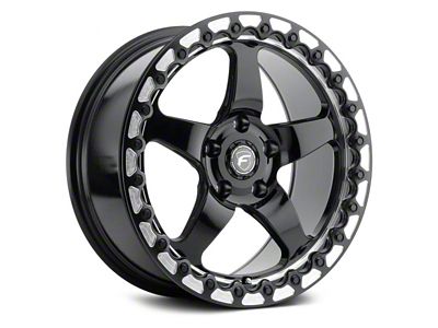 Forgestar D5 Beadlock Gloss Black Machined Wheel; Rear Only; 15x10 (05-09 Mustang)