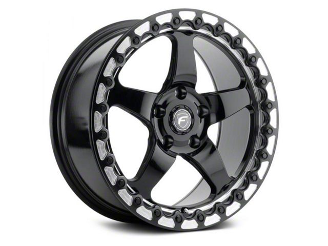 Forgestar D5 Beadlock Gloss Black Machined Wheel; Rear Only; 17x10 (06-10 RWD Charger)