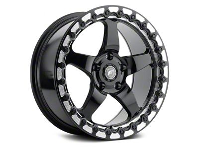Forgestar D5 Beadlock Gloss Black Machined Wheel; Rear Only; 15x10 (10-14 Mustang, Excluding 13-14 GT500)