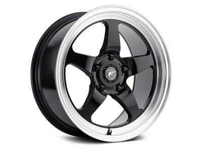 Forgestar D5 Drag Gloss Black Machined Wheel; 18x9; 35mm Offset (24-25 Mustang)