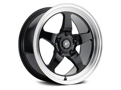 Forgestar D5 Drag Gloss Black Machined Wheel; Front Only; 17x7 (2024 Mustang)