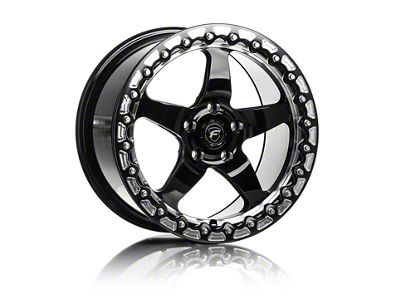 Forgestar D5 Beadlock Gloss Black Machined Wheel; Rear Only; 18x11 (08-23 RWD Challenger, Excluding Widebody)